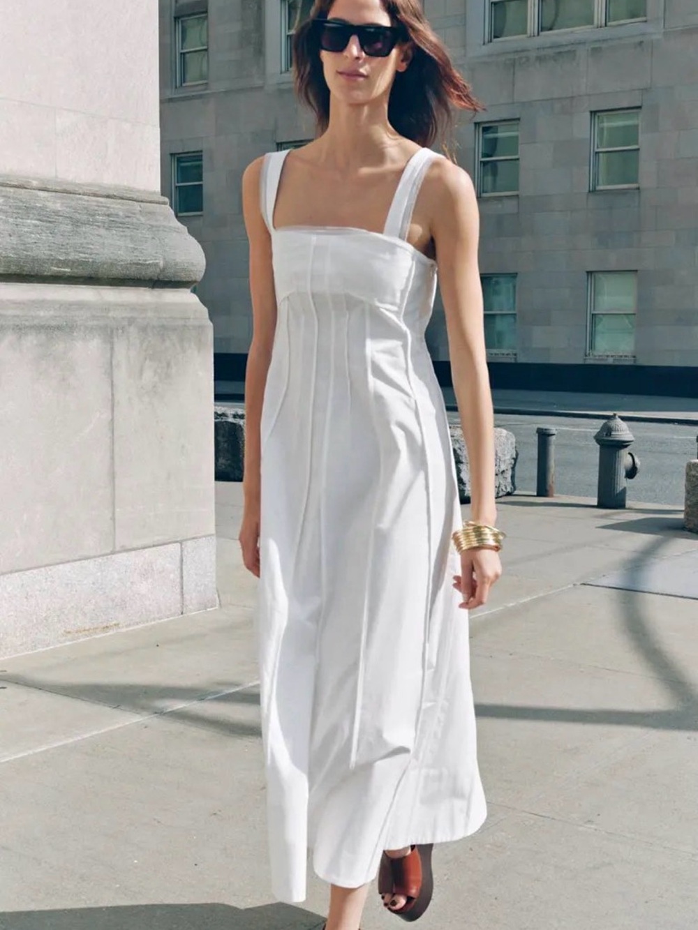 White Square-Neck Maxi Dress - Women